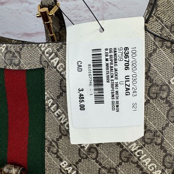 Gucci x Balenciaga Hacker Project Web Jackie 1961 GG Supreme Bag - Picture 12 of 12